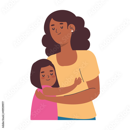 afro mother and daughter characters