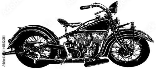 Vintage american motorcycle vector illustration profile in black on white background 