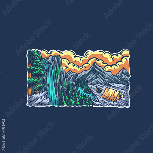 vector illustration of camping design in nature