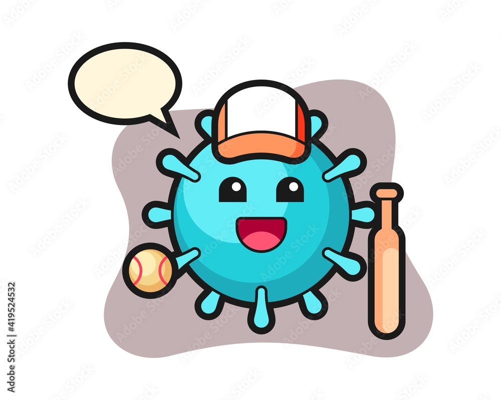 Virus cartoon as a baseball player