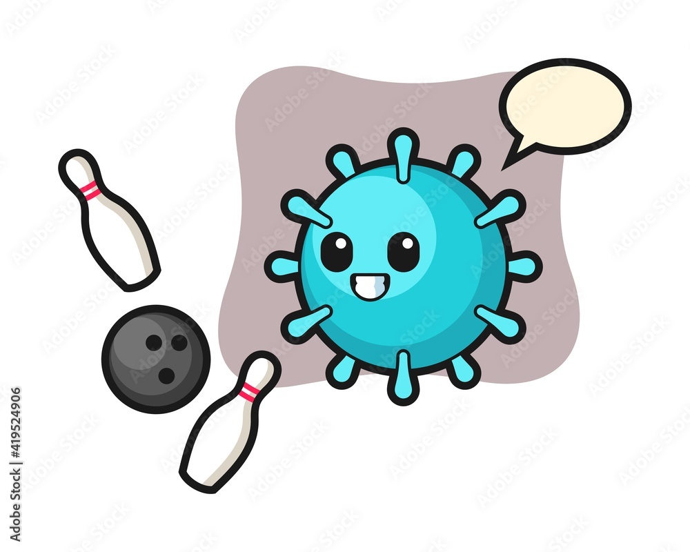 Virus cartoon is playing bowling Virus cartoon is playing bowling