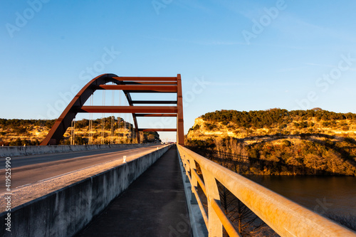 Pedestrian Walkway View of Pennybacker Highway 360 Bridge Austin Texas  photo