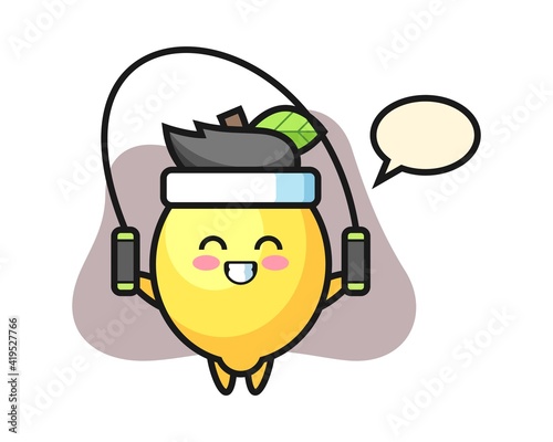 Lemon character cartoon with skipping rope