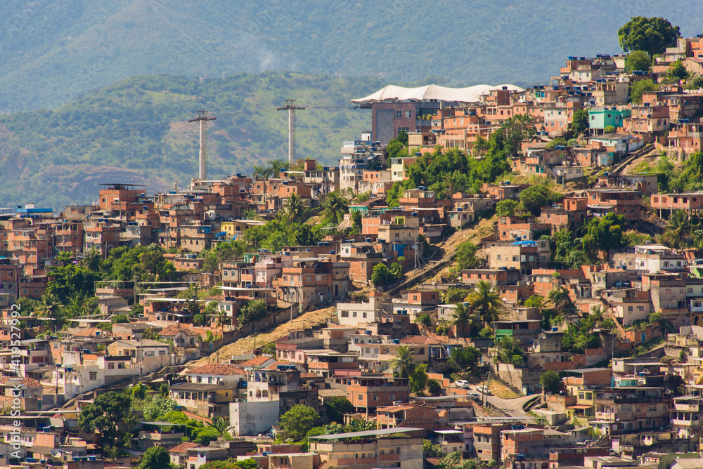 Favelas on Hills of the Suburbs of Rio de Janeiro City, Brazil