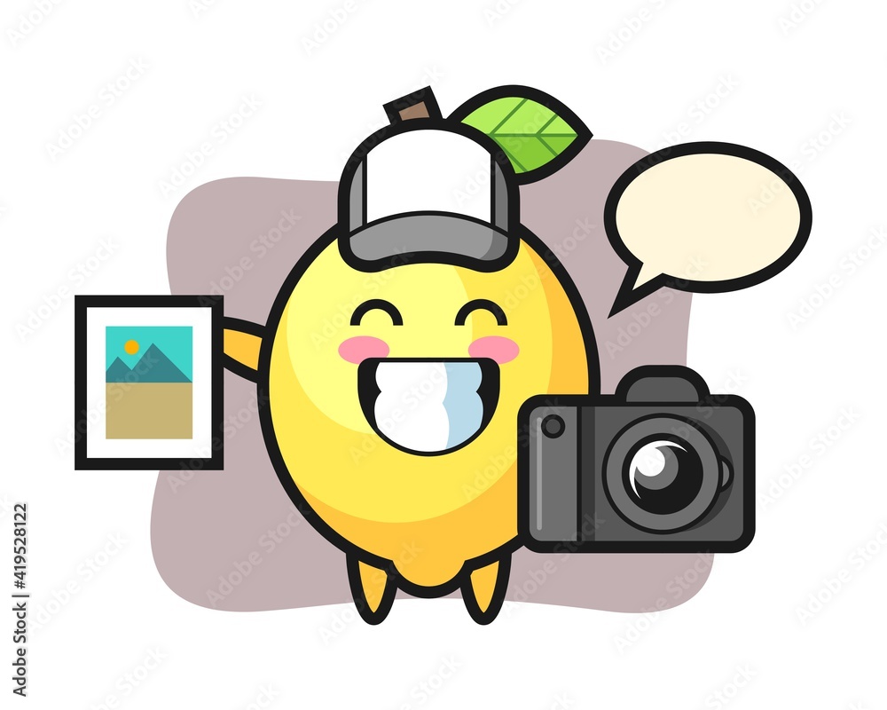 Character illustration of lemon as a photographer Character illustration of lemon as a photographer