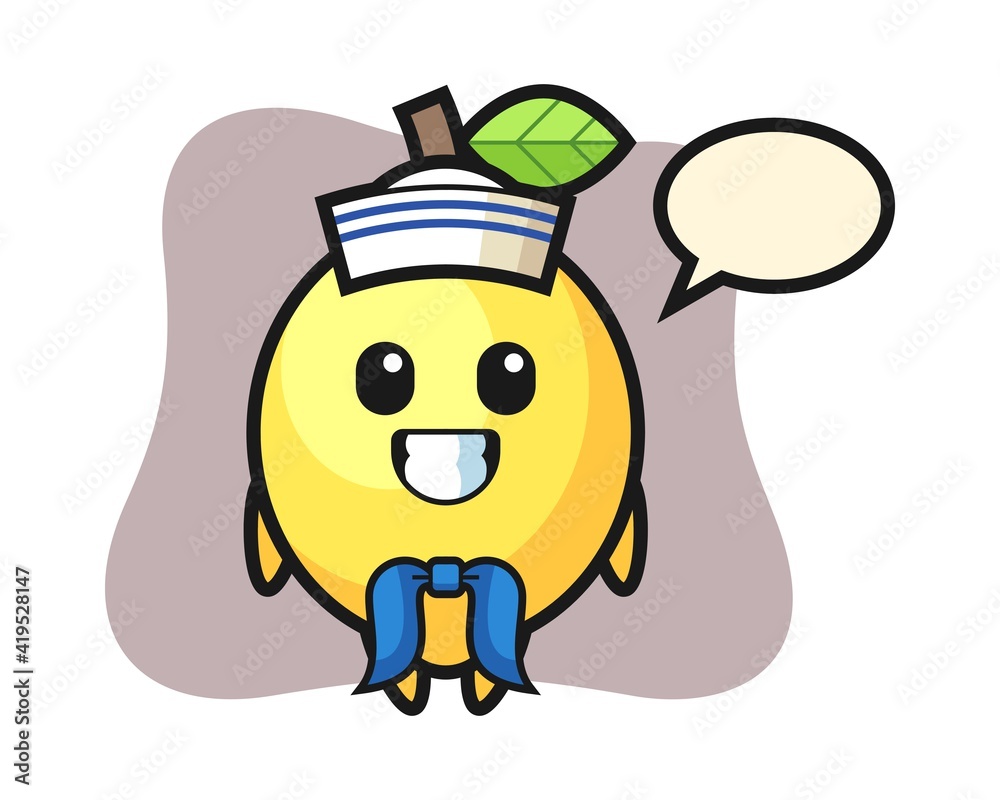 Obraz premium Character mascot of lemon as a sailor man