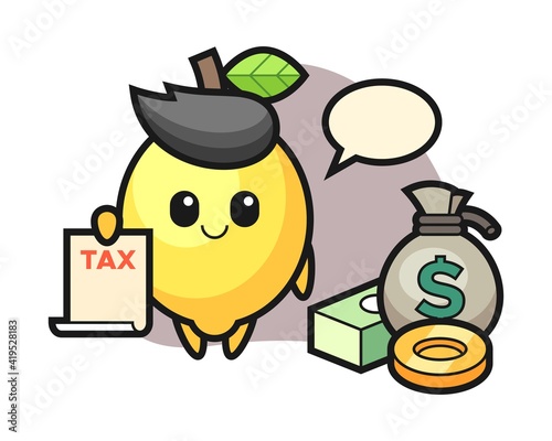 Character cartoon of lemon as a accountant