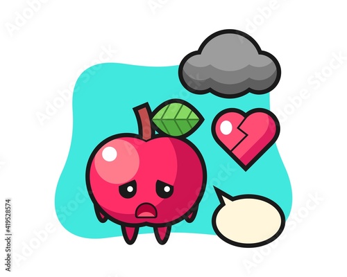 Apple cartoon illustration is broken heart