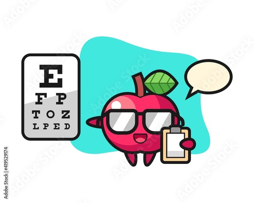 Illustration of apple mascot as a ophthalmology
