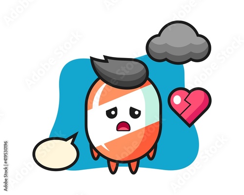 Candy cartoon illustration is broken heart