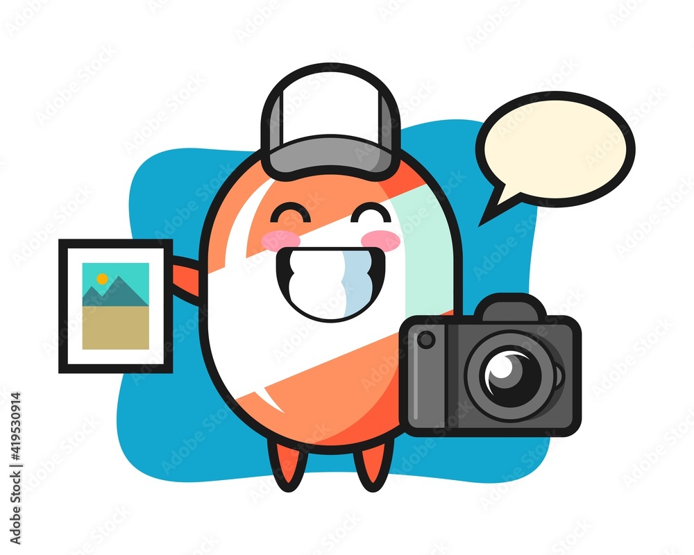 Character illustration of candy as a photographer