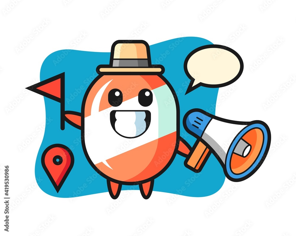 Character cartoon of candy as a tour guide Character cartoon of candy as a tour guide