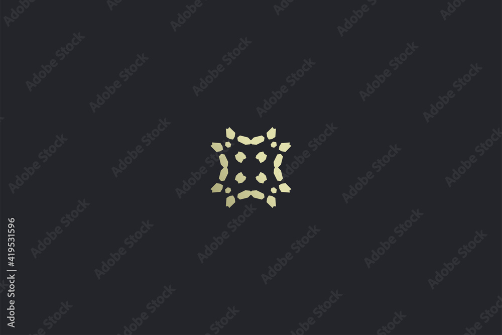 Obraz premium Abstract Gold Luxury Scandanavian Vintage Symbol on Dark Background Logo Template