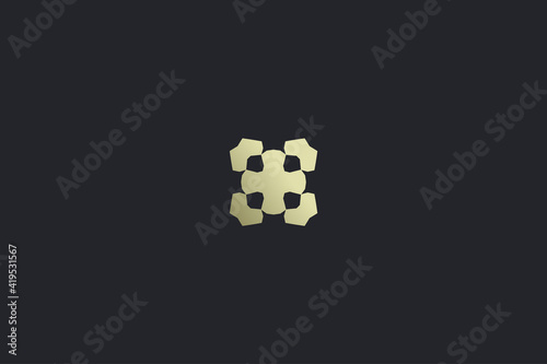 Abstract Gold Luxury Scandanavian Vintage Symbol on Dark Background Logo Template