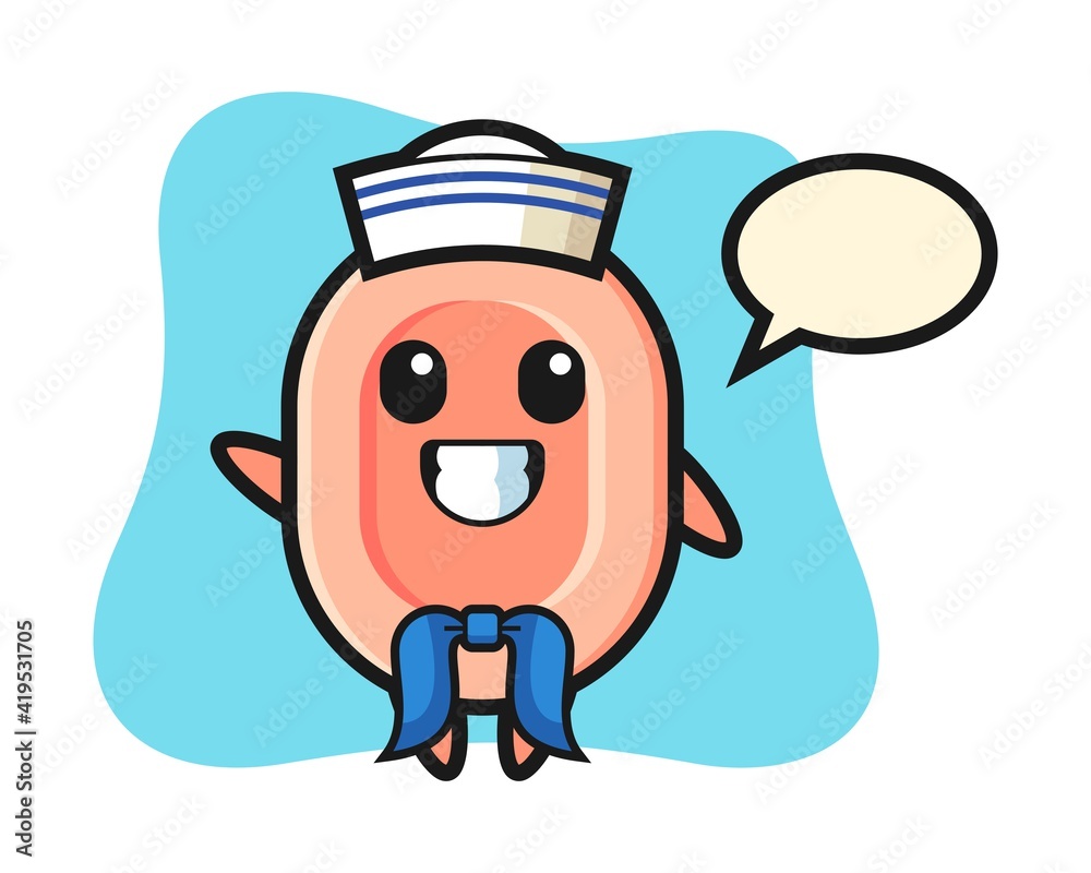 Character mascot of soap as a sailor man