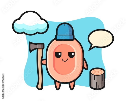 Character cartoon of soap as a woodcutter