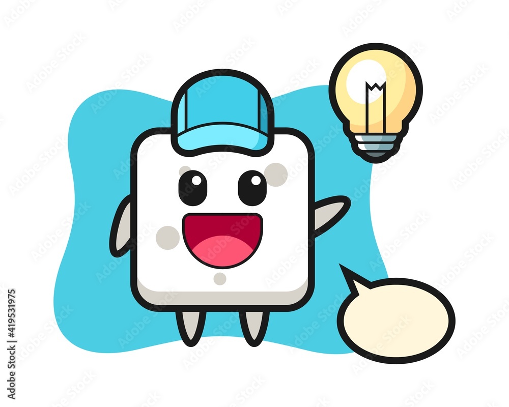 Sugar cube character cartoon getting the idea Sugar cube character cartoon getting the idea