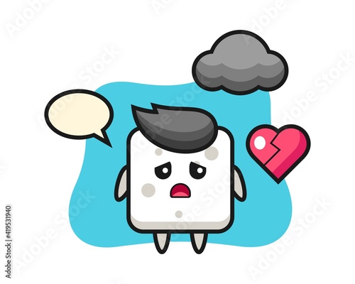 Sugar cube cartoon illustration is broken heart