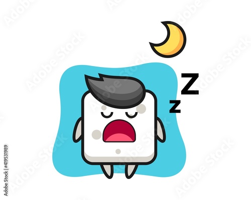 Sugar cube character illustration sleeping at night