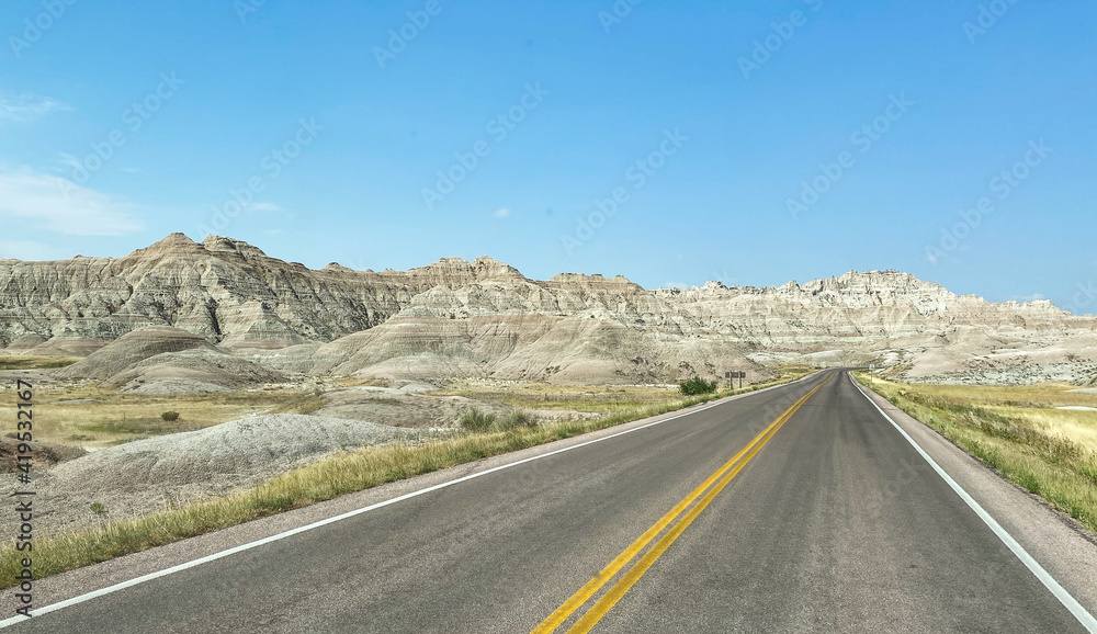 road in Badlands South Dakota