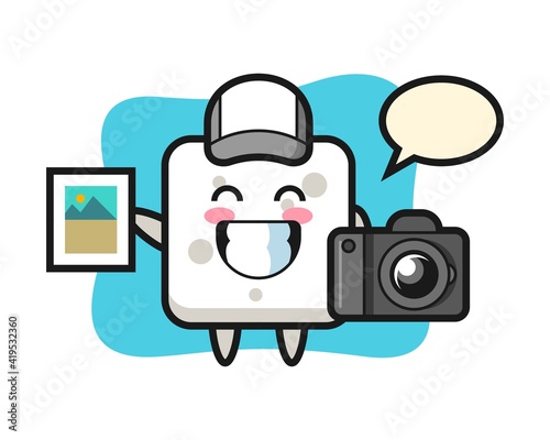 Character illustration of sugar cube as a photographer