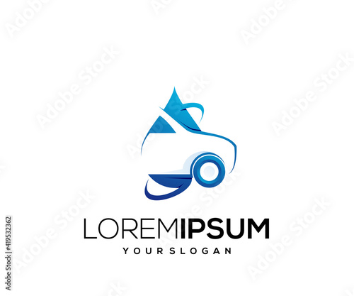 water and car icon logo design template