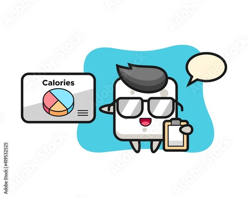 Illustration of sugar cube mascot as a dietitian