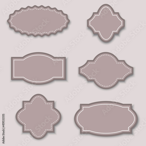 Retro labels in flat style. Luxury background template. Flat vector illustration. Sticker design. Stock image. EPS 10.