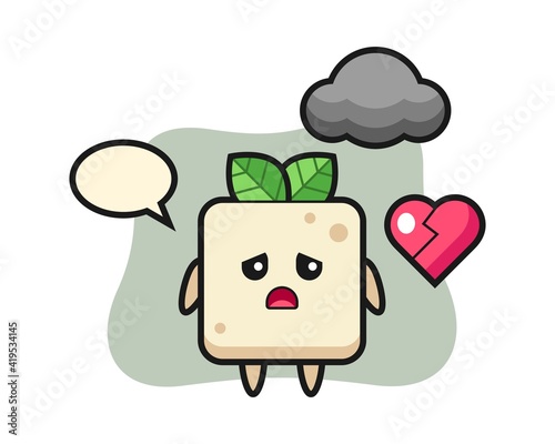 Tofu cartoon illustration is broken heart