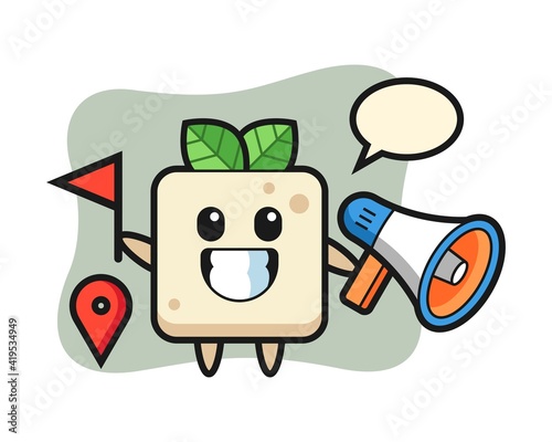 Character cartoon of tofu as a tour guide