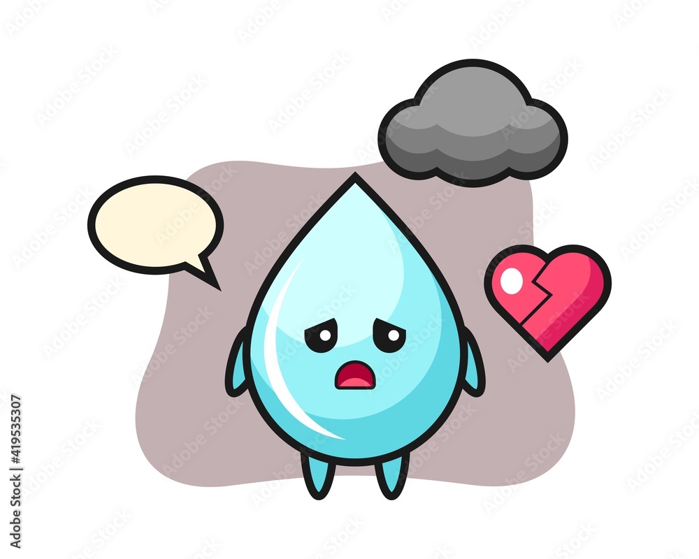 Water drop cartoon illustration is broken heart Water drop cartoon illustration is broken heart