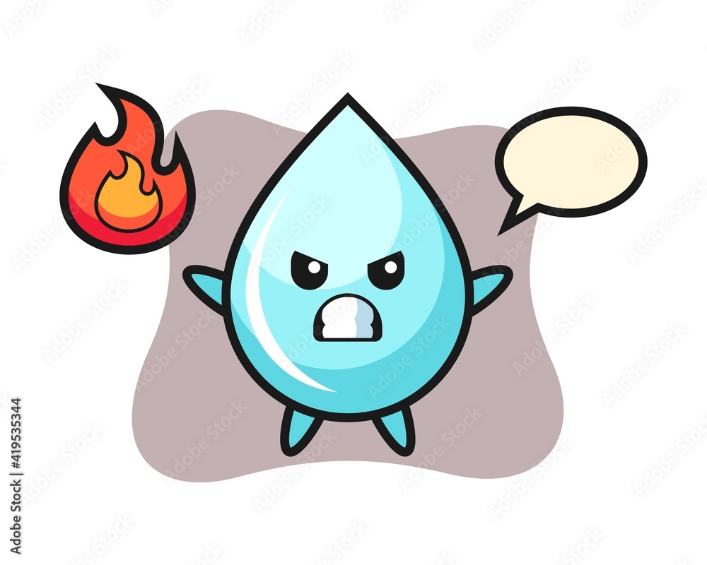 Water drop character cartoon with angry gesture Water drop character cartoon with angry gesture