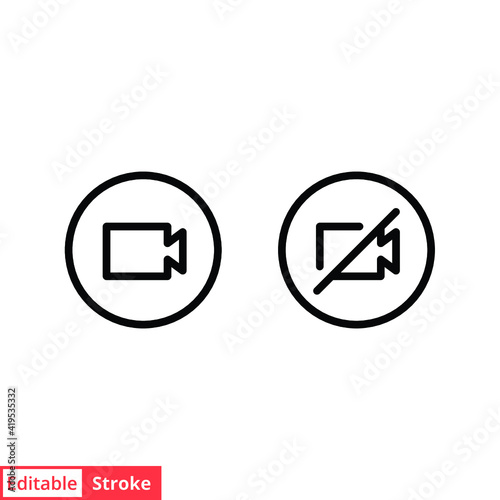 Video camera line icon. Simple outline style for Video Conference, Webinar and Video chat. Vector illustration isolated on white background. Editable stroke EPS 10