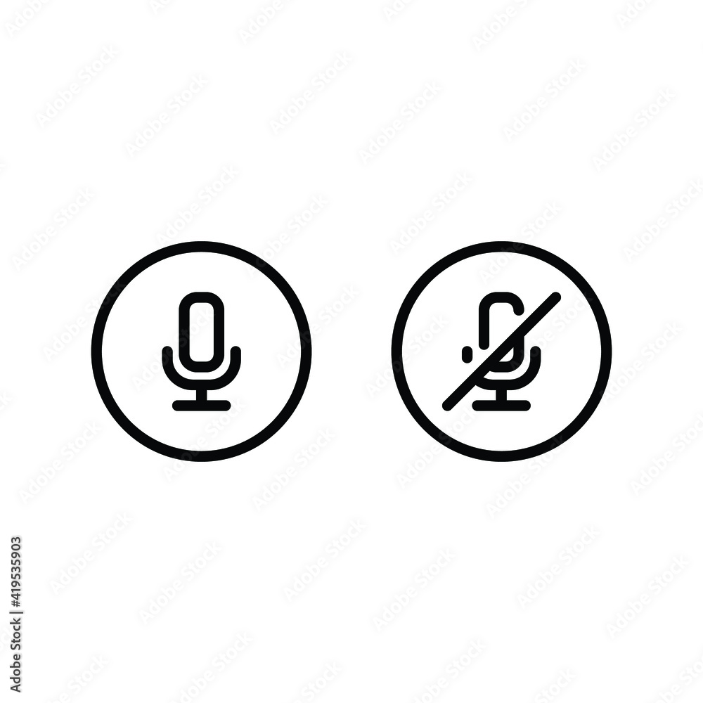 Mic, audio and sound mute line icon. Simple outline style for Video Conference, Webinar and Video chat. Vector illustration isolated on white background. EPS 10 Mic, audio and sound mute line icon. Simple outline style for Video Conference, Webinar and Video chat. Vector illustration isolated on white background. EPS 10