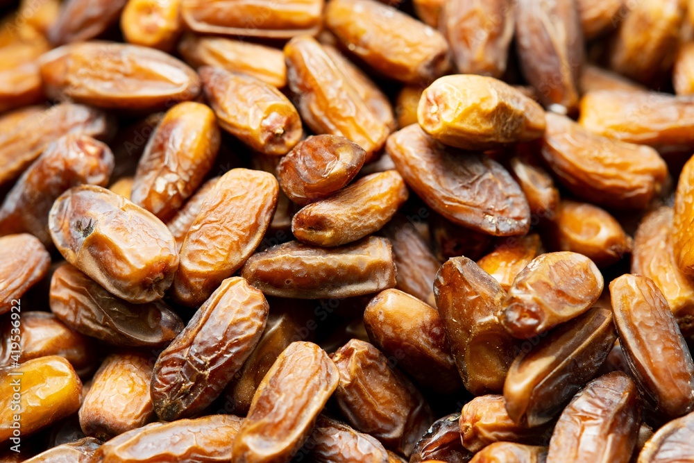 Close up of Dried date palm fruits, thai street food market Close up of Dried date palm fruits, thai street food market