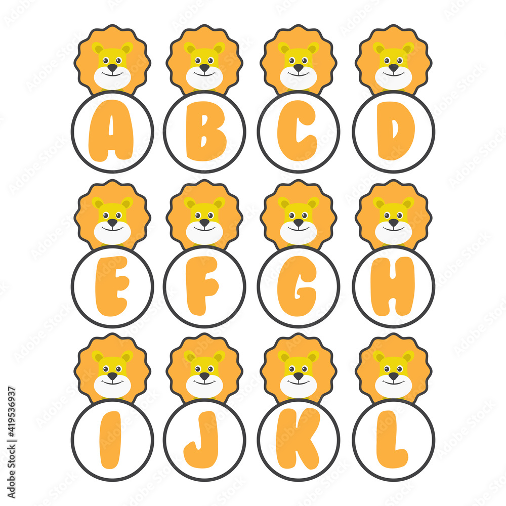 Lion alphabet collection, vector art and illustration. Lion alphabet collection, vector art and illustration.