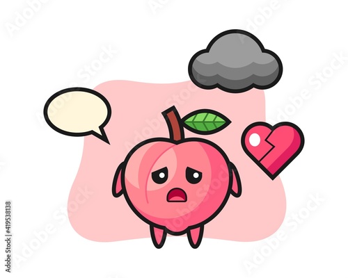 Peach cartoon illustration is broken heart