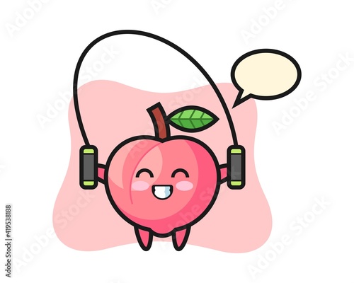 Peach character cartoon with skipping rope