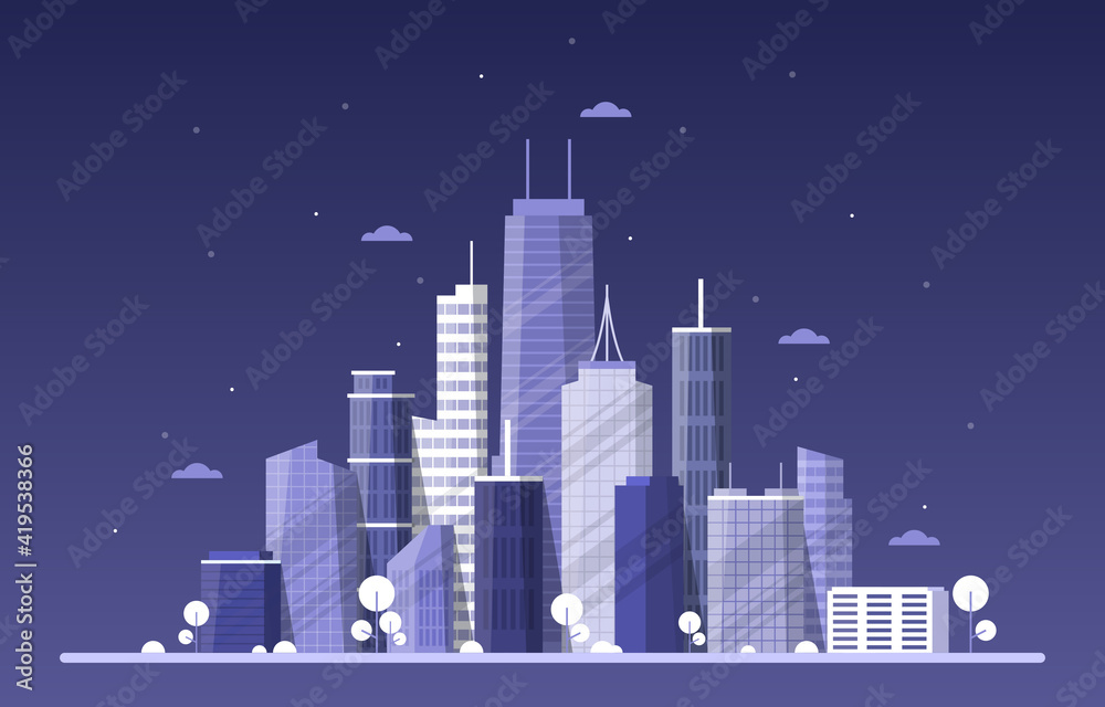Sky City Building Construction Cityscape Skyline Business Illustration