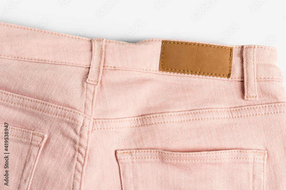 Pink jeans with blank clothing label casual wear fashion