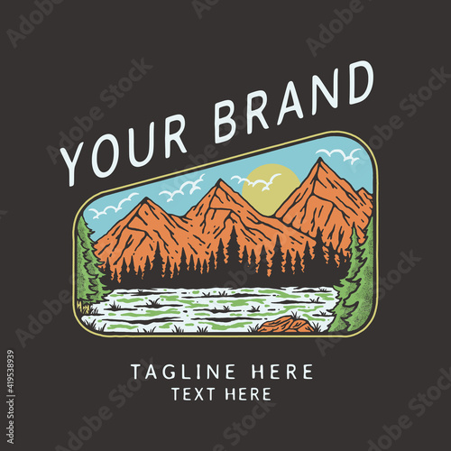 vector vintage illustration of outdoor mountain