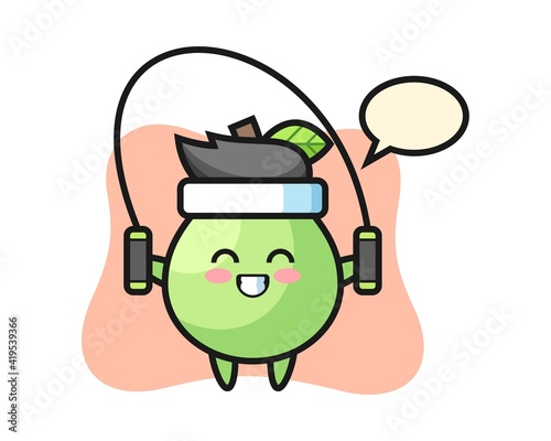 Guava character cartoon with skipping rope