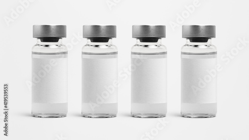 Injection glass vials with blank white label