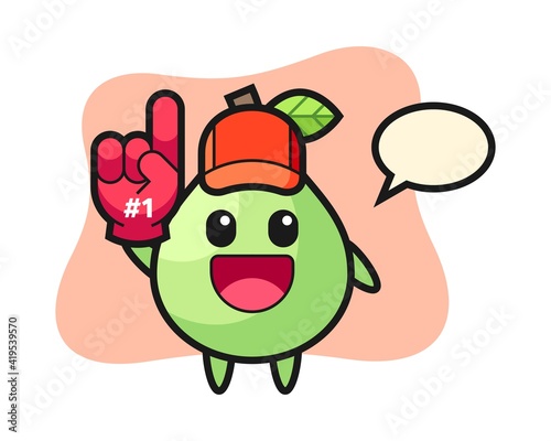 Guava illustration cartoon with number 1 fans glove