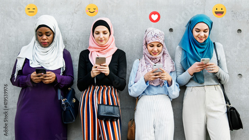 Muslim girls sharing online content