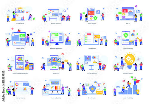Flat Illustrations of Web and Business 
