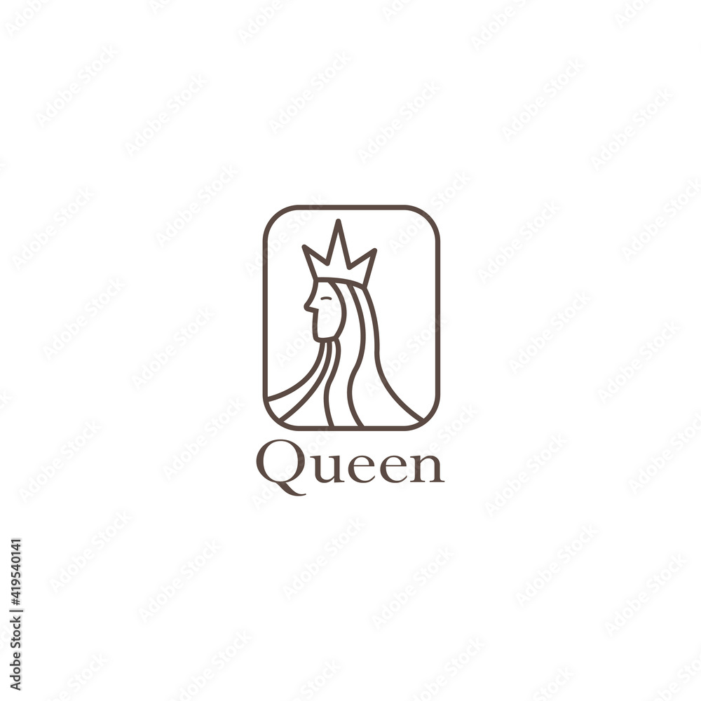queen logo, illustration of a woman with simple lines, vector design queen logo, illustration of a woman with simple lines, vector design