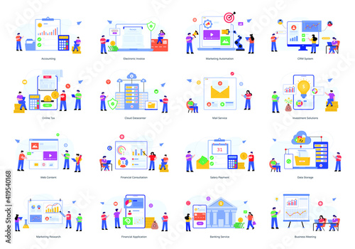  Pack of Web and Business Management Flat Illustrations