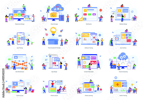 
Pack of Web and Online Learning Flat Illustrations 

