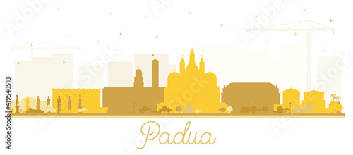 Canvas Print Padua Italy City Skyline Silhouette with Golden Buildings Isolated on White